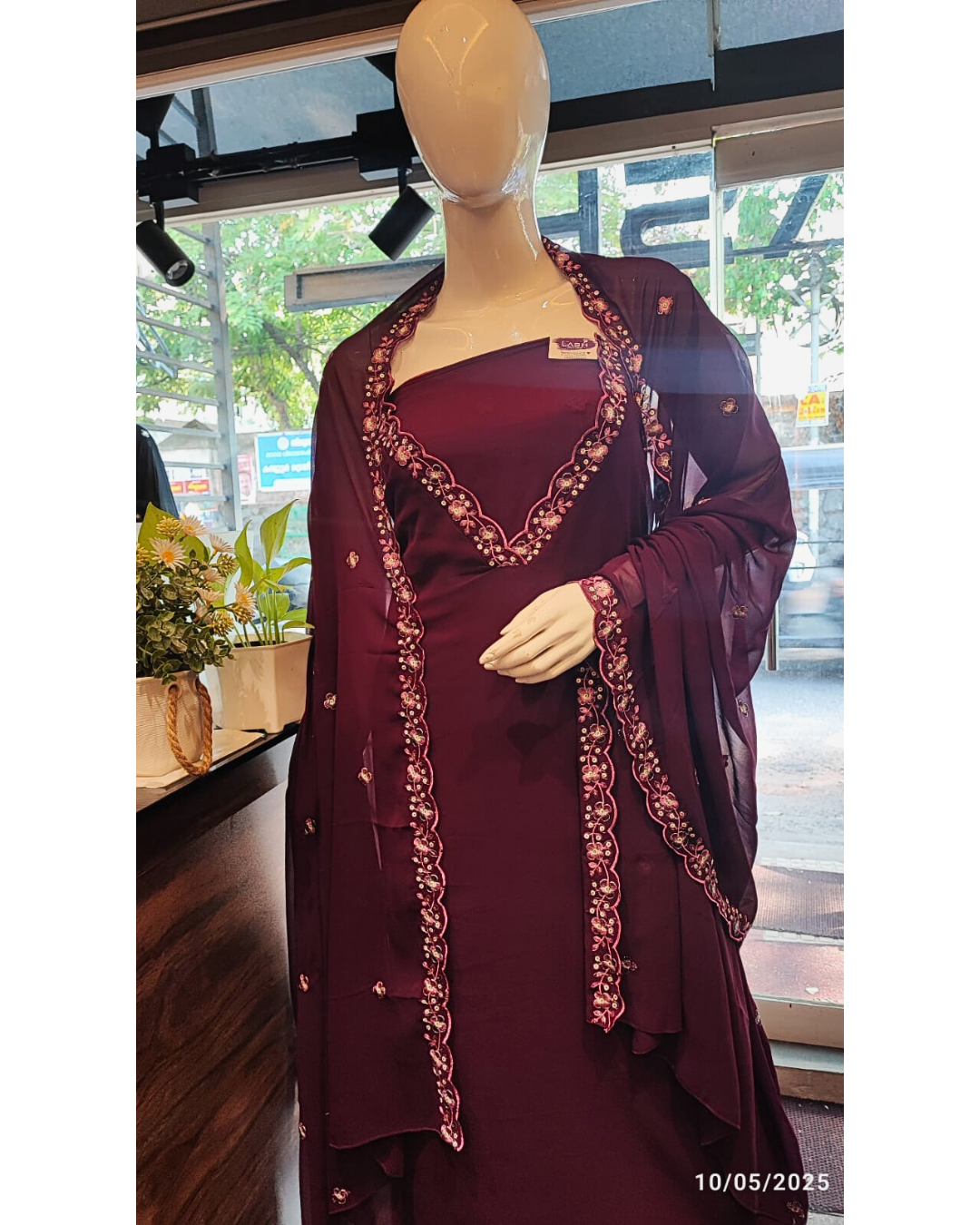 SPM1P- Unstitched Churidar Material Set-Embroidered borders with scallop