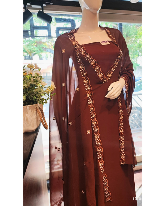 SPM1MY- Unstitched Churidar Material Set-Embroidered borders with scallop