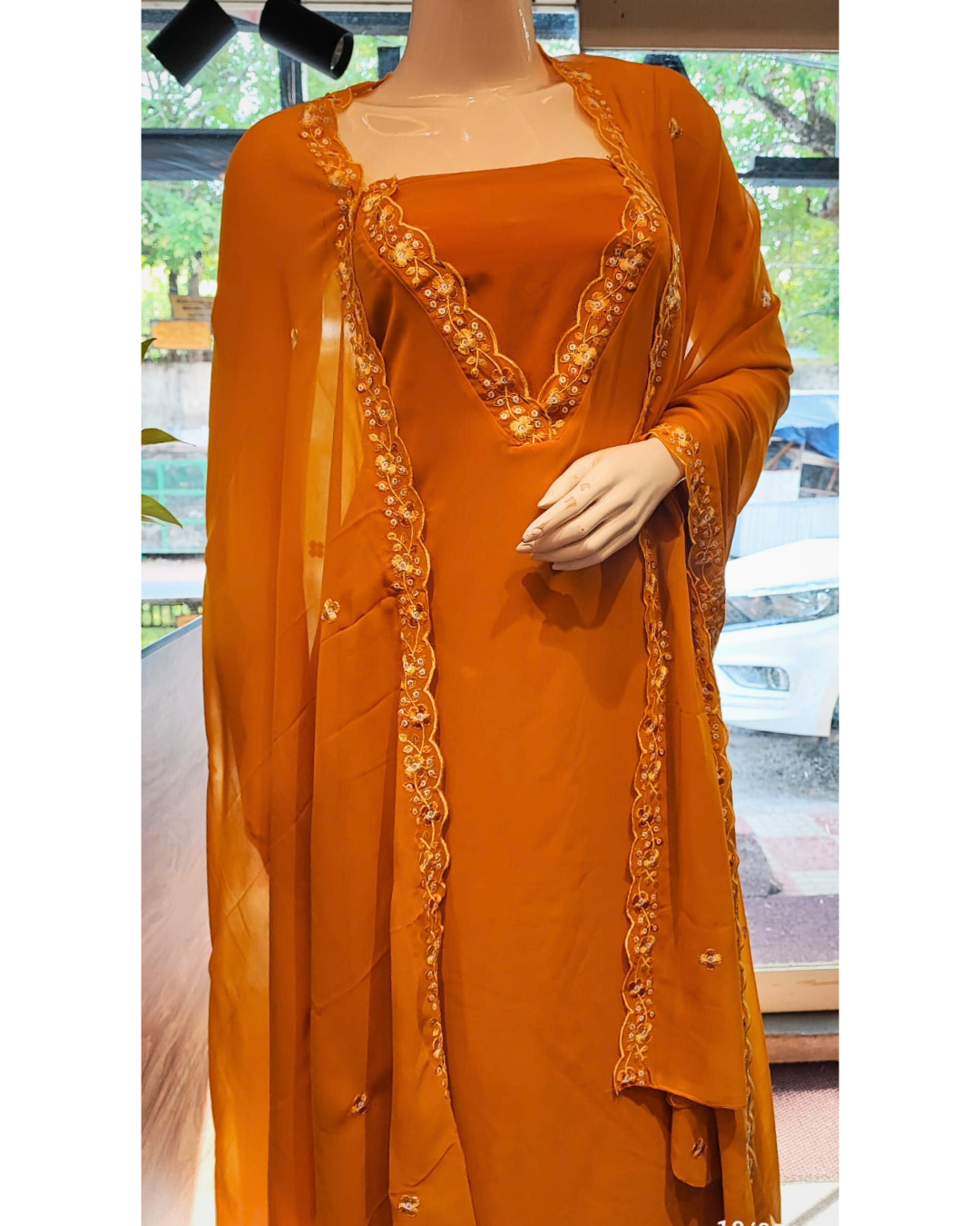 SPM1Y- Unstitched Churidar Material Set-Embroidered borders with scallop