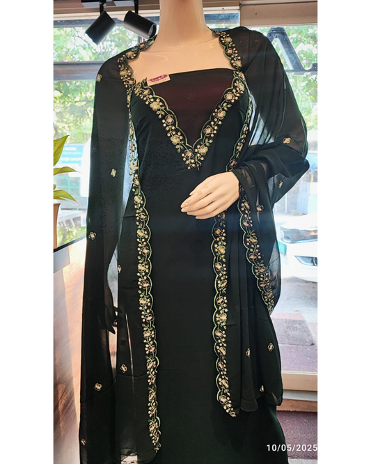 SPM1G- Unstitched Churidar Material Set-Embroidered borders with scallop