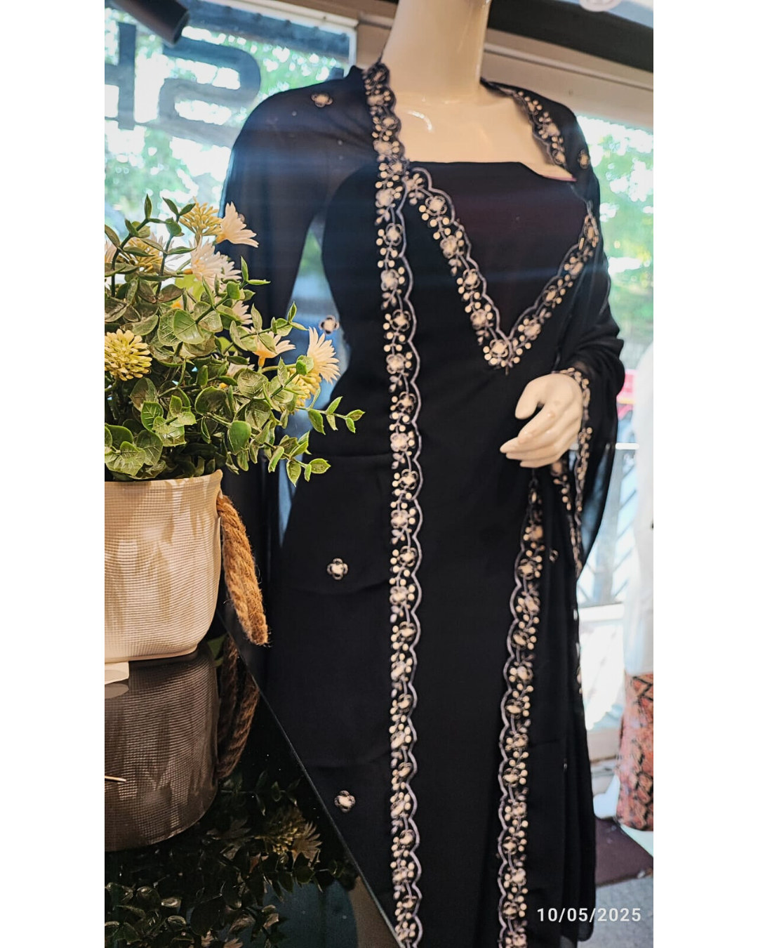 SPM1NB- Unstitched Churidar Material Set-Embroidered borders with scallop