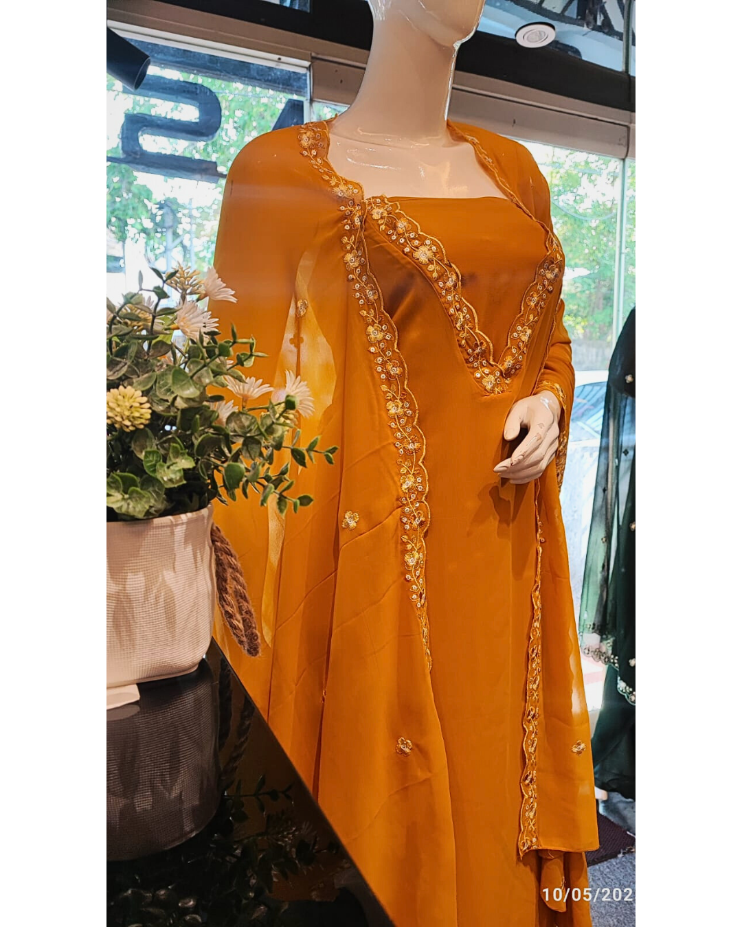 SPM1Y- Unstitched Churidar Material Set-Embroidered borders with scallop