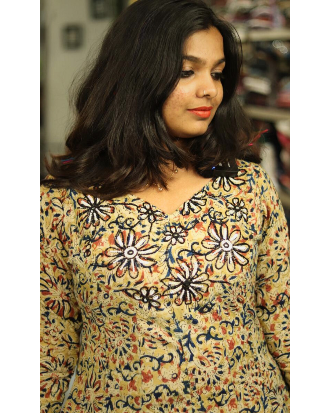 Kalamkari Handworked Panel Top - Thelashonline