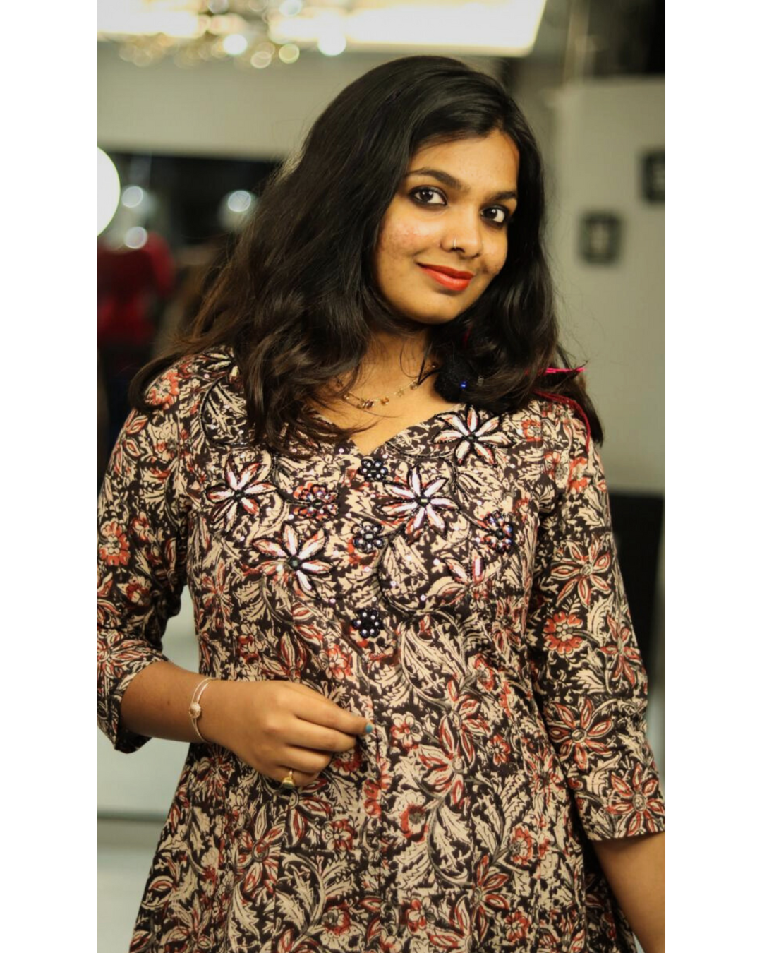 Kalamkari Handworked Panel Top - Thelashonline