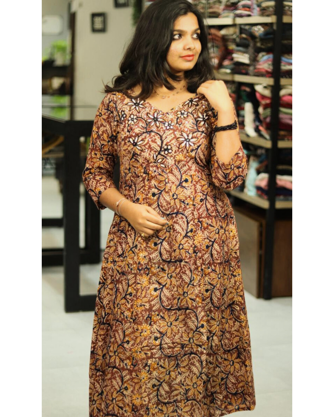 Kalamkari Handworked Panel Top - Thelashonline