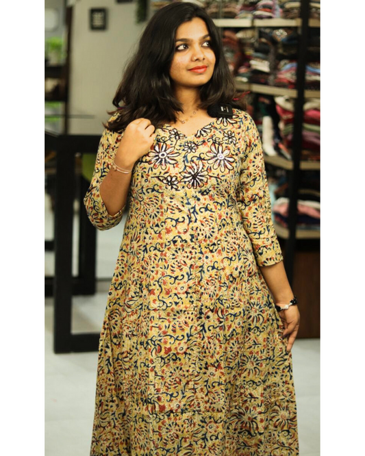 Kalamkari Handworked Panel Top - Thelashonline