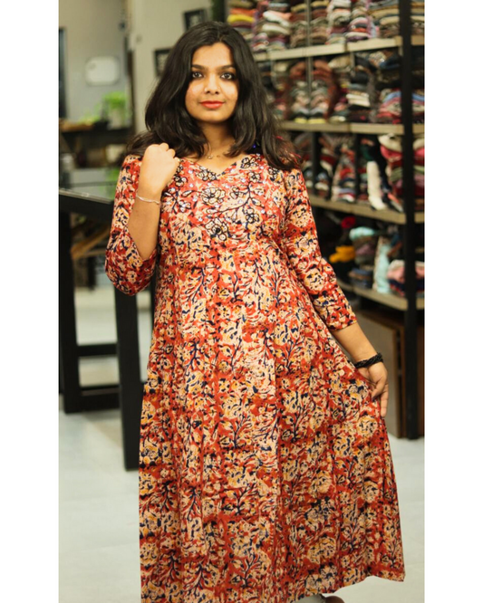 Kalamkari Handworked Pnel Top - Thelashonline